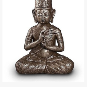 Keramische urn zilver "Boeddha Dai Nichi Waxine"